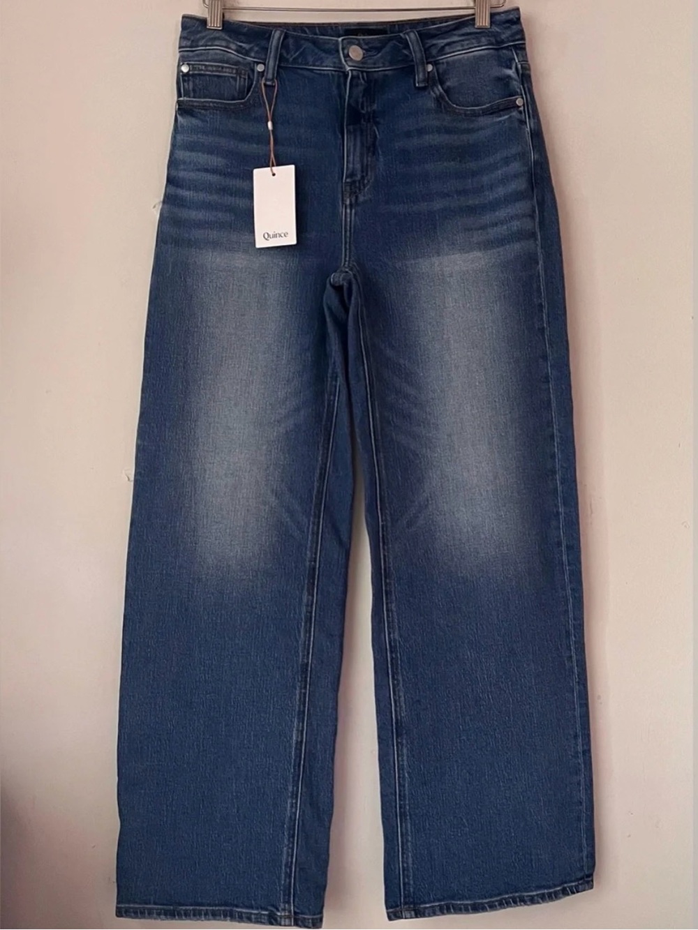 Quince Relaxed Straight Bella Stretch Jeans in Atlantic Blue Sz 29 NWT